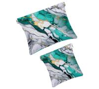 Anna Cowper 2 pochette per cosmetici tascabili per borse, piccola borsa per il trucco in pelle, portatile, senza cerniera, portamonete e gioielli, magnolie bianche, Multicolore 20, Small and Large,
