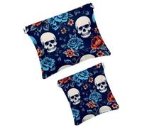 Anna Cowper 2 pochette per cosmetici tascabili per borse, piccola borsa per il trucco in pelle, portatile, senza cerniera, portamonete e gioielli, magnolie bianche, Multicolore 18, Small and Large,