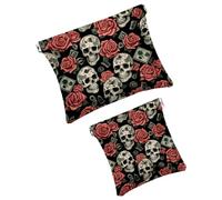 Anna Cowper 2 pochette per cosmetici tascabili per borse, piccola borsa per il trucco in pelle, portatile, senza cerniera, portamonete e gioielli, magnolie bianche, Multicolore 3, Small and Large, Art