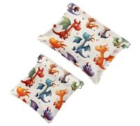Anna Cowper 2 pochette per cosmetici tascabili per borse, piccola borsa per il trucco in pelle, portatile, senza cerniera, portamonete e gioielli, draghi, Multicolore 1., Small and Large, Moda