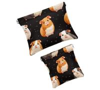 Anna Cowper 2 pochette per cosmetici tascabili per borse, piccola borsa per il trucco in pelle, portatile, senza cerniera, portamonete e gioielli, porcellini d'India, Multicolore 1., Small and Large,