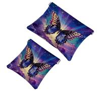 Anna Cowper 2 trousse tascabili per borse, piccola borsa per il trucco in pelle, portatile, senza cerniera, portamonete e gioielli, fiore di Corgi, Multicolore 3, Small and Large, Moda