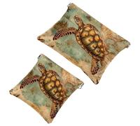 Anna Cowper 2 trousse tascabili per cosmetici, in pelle, piccole trousse per cosmetici, portatile, senza cerniera, portamonete, gioielli, gatto che cavalca uno squalo, Multicolore 6., Small and Large,