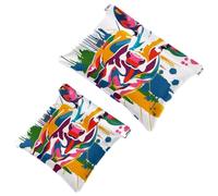 Anna Cowper Borsa cosmetica tascabile per borse, piccola borsa per il trucco in pelle, portatile, senza cerniera, portamonete e gioielli, girasoli neri con mucca, Multicolore 9, Small and Large, Moda