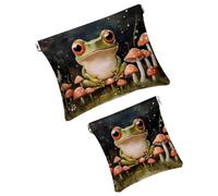 Anna Cowper Borsa cosmetica tascabile per borse, piccola borsa per il trucco in pelle, portatile, senza cerniera, portamonete e gioielli, con cani Boston Terrier, Multicolore 19, Small and Large, Art