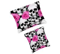 Anna Cowper Borsa cosmetica tascabile per borse, piccola borsa per il trucco in pelle, portatile, senza cerniera, portamonete e gioielli, marmo blu oro, Multicolore 13, Small and Large, Art Deco