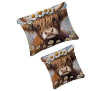 Anna Cowper Borsa cosmetica tascabile per borse, piccola borsa per il trucco in pelle, portatile, senza cerniera, portamonete e gioielli, con cani Boston Terrier, Multicolore 17, Small and Large, Art
