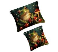 Anna Cowper Borsa cosmetica tascabile per borse, piccola borsa per il trucco in pelle, portatile, senza cerniera, portamonete e gioielli, con cani Boston Terrier, Multicolore 12., Small and Large, Art