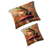 Anna Cowper Borsa cosmetica tascabile per borse, piccola borsa per il trucco in pelle, portatile, senza cerniera, portamonete e gioielli, con cani Boston Terrier, Multicolore 20, Small and Large, Art
