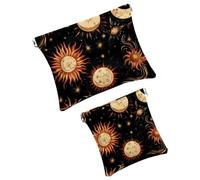 Anna Cowper Borsa cosmetica tascabile per borse, piccola borsa per il trucco in pelle, portatile, senza cerniera, portamonete e gioielli, con cani Boston Terrier, Multicolore 11, Small and Large, Art