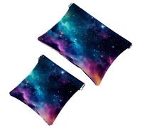 Anna Cowper Borsa cosmetica tascabile per borse, piccola borsa per il trucco in pelle, portatile, senza cerniera, portamonete e gioielli, motivo: nebulosa dell'universo, Multicolore 4., Small and