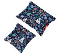 Anna Cowper Borsa cosmetica tascabile per borse, piccola borsa per il trucco in pelle, portatile, senza cerniera, portamonete e gioielli, girasoli neri con mucca, Multicolore 2., Small and Large, Moda