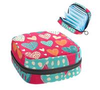 Anna Cowper Borsa mestruale per assorbenti igienici, borsa mestruale con cerniera, borsa portatile per la cura femminile per donne e ragazze, uso quotidiano all'aperto, viaggi, scarabocchi a cuori