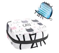 Anna Cowper Borsa mestruale per assorbenti igienici, borsa mestruale con cerniera, borsa portatile per la cura femminile per donne e ragazze, uso quotidiano, viaggi all'aperto, gatti scarabocchi