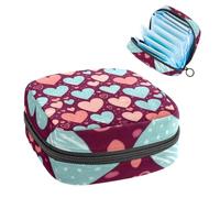 Anna Cowper Borsa mestruale per assorbenti igienici, borsa mestruale con cerniera, borsa portatile per la cura femminile per donne e ragazze, uso quotidiano, viaggi all'aperto, cuori