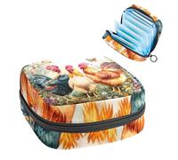 Anna Cowper Borsa mestruale per assorbenti igienici, borsa mestruale con cerniera, borsa portatile per la cura femminile per donne e ragazze, uso quotidiano all'aperto, viaggi, gallo primavera fiore