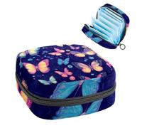 Anna Cowper Borsa mestruale per assorbenti igienici, borsa mestruale con cerniera, borsa portatile per la cura femminile per donne e ragazze, uso quotidiano all'aperto, viaggi, farfalle floreali