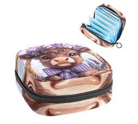 Anna Cowper Borsa mestruale per assorbenti igienici, borsa mestruale con cerniera, borsa portatile per la cura femminile per donne e ragazze, uso quotidiano all'aperto, viaggi, mucca nel cestino fiore