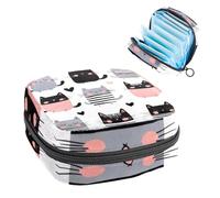 Anna Cowper Borsa mestruale per assorbenti igienici, borsa mestruale con cerniera, borsa portatile per la cura femminile per donne e ragazze, uso quotidiano, viaggi all'aperto, gatti scarabocchi