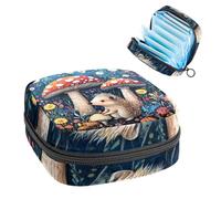 Anna Cowper Borsa mestruale per assorbenti igienici, borsa mestruale con cerniera, borsa portatile per la cura femminile per donne e ragazze, uso quotidiano all'aperto, viaggi, riccio funghi fiori