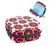 Anna Cowper Borsa mestruale per assorbenti igienici, borsa mestruale con cerniera, borsa portatile per la cura femminile per donne e ragazze, uso quotidiano, viaggi all'aperto, fiori mandala