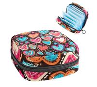 Anna Cowper Borsa mestruale per assorbenti igienici, borsa mestruale con cerniera, borsa portatile per la cura femminile per donne e ragazze, uso quotidiano all'aperto, viaggi, scarabocchi a cuori