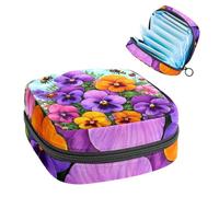 Anna Cowper Borsa mestruale per assorbenti igienici, borsa mestruale con cerniera, porta tamponi portatili, per donne e ragazze, uso quotidiano, viaggi all'aperto, viole del pensiero con fiori