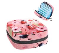 Anna Cowper Borsa per assorbenti igienici con coccinelle rosa e fiori femminili per coppette mestruali per allattamento, borsa portatile per le mestruazioni, per donne, adolescenti, ragazze, regali