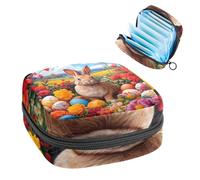 Anna Cowper Borsa per tovaglioli igienici con uova di coniglio e fiori di coniglio, sacchetti per coppette mestruali femminili, per allattamento, sacchetti per tamponi, borsa portatile per donne,