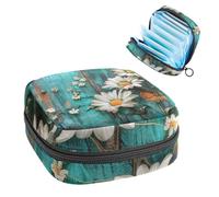 Anna Cowper Borsa porta assorbenti in legno rustico con farfalle e margherite, per donne e ragazze, ideale come regalo per donne e ragazze