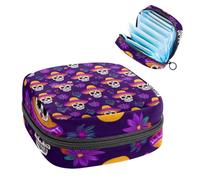 Anna Cowper Borsa portaoggetti per assorbenti con teschi di zucchero e fiori, sacchetti mestruali femminili per coppette mestruali per allattamento, sacchetti per tamponi, borsa portatile per donne,