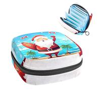 Anna Cowper Borsa portaoggetti per tovaglioli igienici con Babbo Natale che fa surf per mestruazioni femminili sacchetti per coppette mestruali per allattamento, borse per tamponi, borsa portatile per