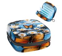 Anna Cowper Borsa portatovaglioli con margherite e farfalle su plancia blu, per donne e ragazze