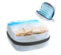 Anna Cowper Ocean Beach - Borsa per assorbenti igienici con conchiglie e stelle marine e coppette mestruali femminili, per allattamento, per donne, adolescenti, ragazze, regali