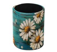Anna Cowper Portapenne, margherite farfalla su tavola verde acqua portapenne per scrivania in pelle portapenne tazza porta pennelli da trucco, organizer da scrivania cancelleria per scuola, casa