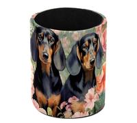 Anna Cowper Portapenne, portapenne per scrivania, bassotti con motivo floreale in pelle PU, portapenne da scrivania, portapenne da scrivania, organizer per pennelli da trucco, per ufficio, camera da