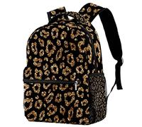 Anna Cowper Zaino da scuola leopardato glitter oro per ragazzi ragazze zaino per laptop per donne uomo, Multicolore 1., Taglia unica, Zaini Zaino