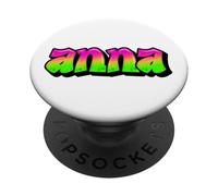 Anna Graffiti Nome Personalizzato Verde Rosa Donne Ragazze PopSockets PopGrip Adesivo