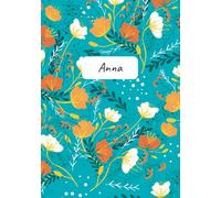 Anna: Quaderno A5 con nome a righe di 1cm, con decorazione floreale
