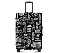 Anna Queen Copertura per bagagli da viaggio, protezione per valigia, elastica e antigraffio, lavabile, durevole, protegge da graffi, sporco e danni, Viaggio Modello Vettoriale, M(fits 24-26Inch