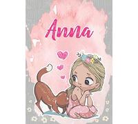 Anna: Taccuino A5 | Nome personalizzato Anna | Regalo di compleanno per moglie, figlia, sorella, mamma | Design: gatto | 120 pagine a righe, piccolo formato A5 (14.8 x 21 cm)