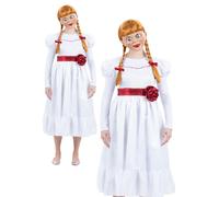 Annabelle Costume Donna Halloween Vestito Bianco Abito Bambola