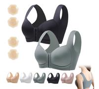 Annacomfortable Lunahug - Reggiseno modellante senza cuciture con fibbia anteriore incrociata, chiusura frontale Luna Hug, comoda chiusura frontale Anna, 2 pezzi-G, L