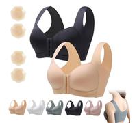 Annacomfy Lunahug - Reggiseno modellante senza cuciture con fibbia anteriore e schiena incrociata, Luna Hug-BH con chiusura frontale Anna Comfy con chiusura frontale, 2 pezzi-B., XL