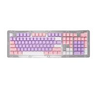 Annadue 107 Tasti della Tastiera Keycaps Sublimazione della Tintura Caratteri Traslucidi Arc PBT Keycap Mini Key Set per Tastiera Meccanica(viola rosa bianco)