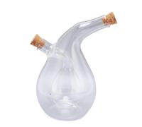 Annadue 2 in 1 Dispenser per Olio e Aceto con Tappi in Sughero | Ampolla a doppia camera, corpo in vetro trasparente, freschezza sigillata in sughero, controsoffitto da essenziale, grado