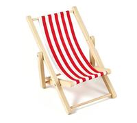 Annadue 2 Pezzi Mini Sedia a Sdraio Pieghevole in Legno per Casa delle | Lettino pieghevole, accessori in scala 1 12, mobili da esterno in miniatura, colore rosso , struttura in legno PLA