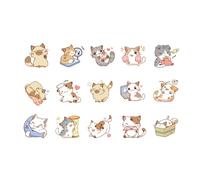 Annadue 45 Pezzi Adesivi Gatto Carino Set Autoadesivi Decalcomanie | Adorabili decalcomanie feline, forte stacca e attacca, decorazione dell\'album del diario, regalo di favore per la festa