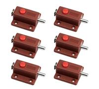 Annadue 6 Pezzi Pulsante a Molla Scrocco per Ante di Mobili (BROWN) | Pulsante rosso facile premere, ferramenta per cassetti dell\'armadio, installazione senza attrezzi, asta di ferro