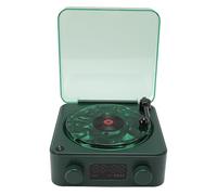 Annadue Altoparlante Bluetooth con Luce Notturna, Lampada da Comodino con Display 'ora per Bambini, Lampada da Camera con Altoparlante Bluetooth Stile Giradischi retrò, per Ragazze (verde scuro)